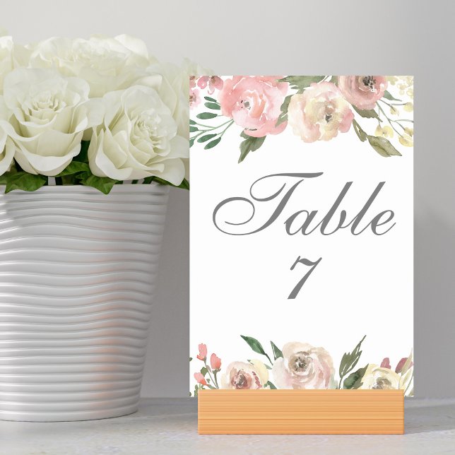 Elegant Blush Pink Floral Spring Garden Wedding Table Number (Creator Uploaded)