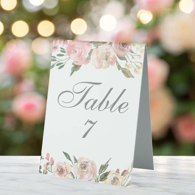 Elegant Blush Pink Floral Spring Garden Wedding Table Tent (Creator Uploaded)