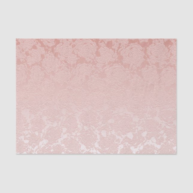 Elegant Blush Pink Floral Succulent Pattern Tissue Paper (Front)