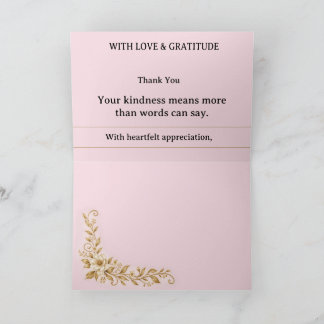 Elegant Blush Pink Floral Thank You Card