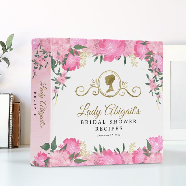 Elegant Blush Pink Floral Victorian Bridal Shower 3 Ring Binder (Creator Uploaded)