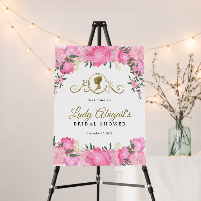 Elegant Blush Pink Floral Victorian Bridal Shower  Foam Board (In Situ (Stand))