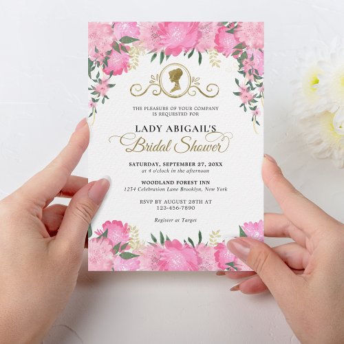 Elegant Blush Pink Floral Victorian Bridal Shower Invitation