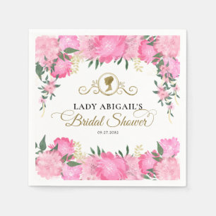 Elegant Blush Pink Floral Victorian Bridal Shower Napkins