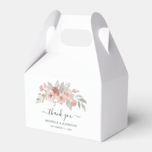 Elegant Blush Pink Floral Watercolor Wedding Favor Boxes