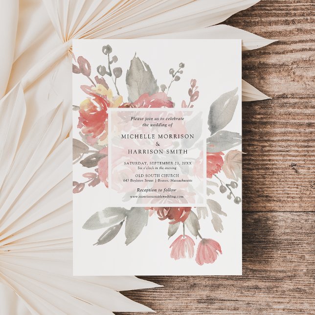 Elegant Blush Pink Floral Watercolor Wedding Invitation (Creator Uploaded)