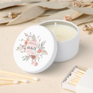 Elegant Blush Pink Floral Watercolor Wedding Mini Candle Favors