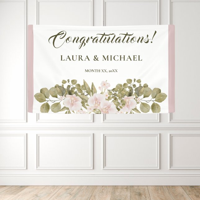 Elegant Blush Pink Floral Wedding Banner (Elegant Blush Pink Floral Wedding Banner)