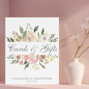 Elegant Blush Pink Floral Wedding Cards & Gifts Foam Board