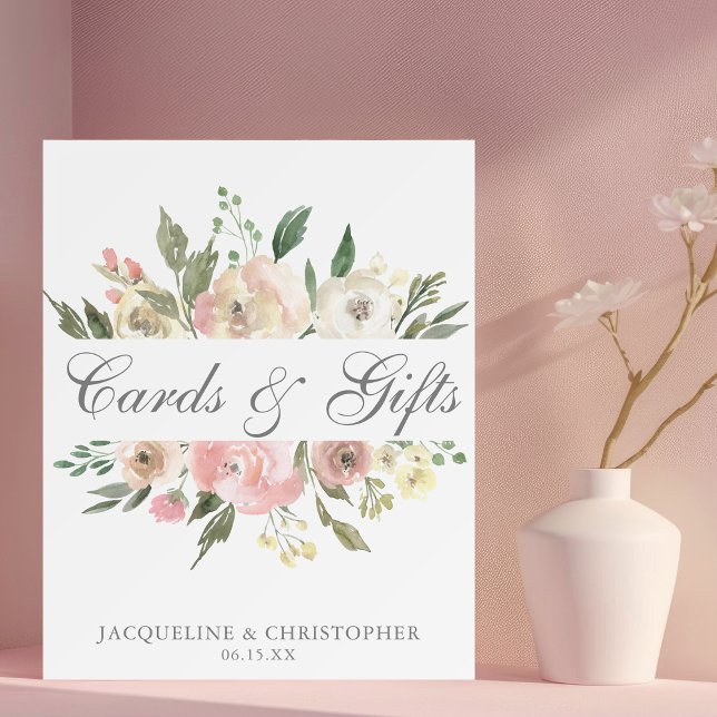 Elegant Blush Pink Floral Wedding Cards & Gifts Foam Board (Creator Uploaded)