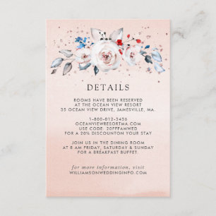 Elegant Blush Pink Floral Wedding Details Enclosure Card