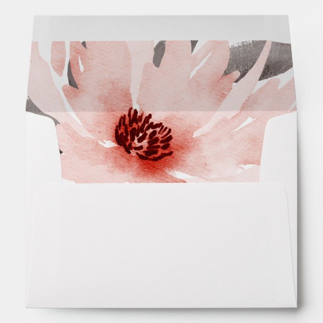 Elegant Blush Pink Floral Wedding  Envelope (Back (Bottom))
