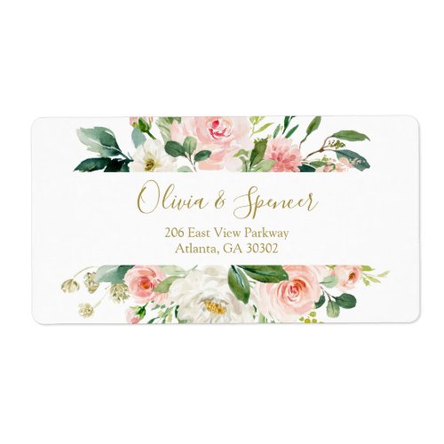 Elegant Blush Pink Floral Wedding Flowers Label
