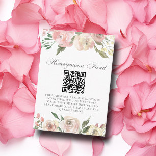 Elegant Blush Pink Floral Wedding Honeymoon Fund Enclosure Card