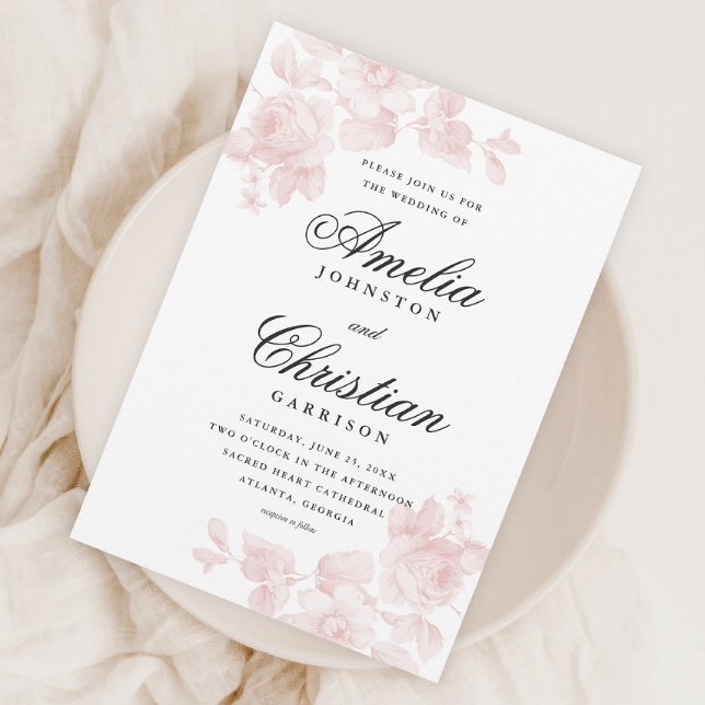 Elegant Blush Pink Floral Wedding Invitation (Creator Uploaded)