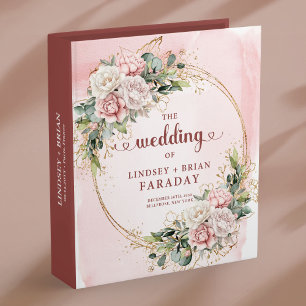 Elegant Blush Pink Floral Wedding Memory Album 3 Ring Binder