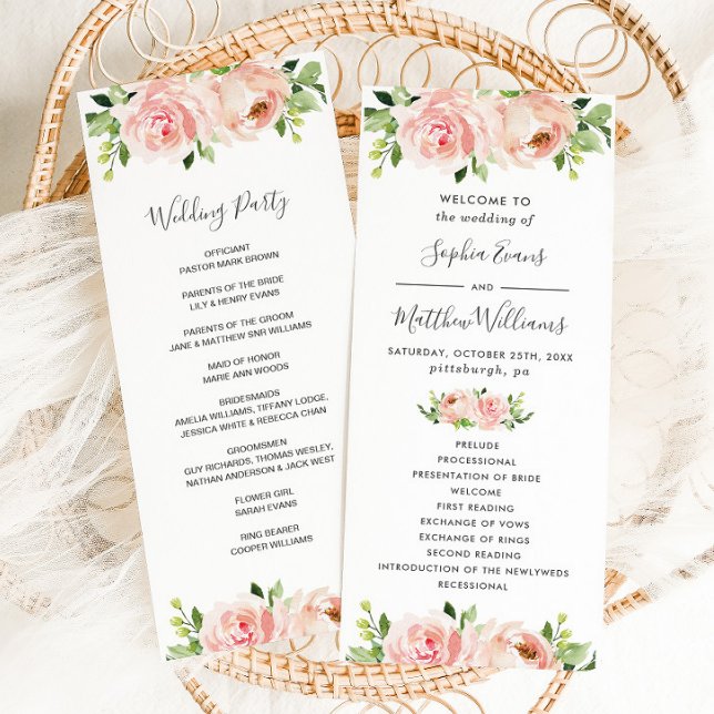 Elegant Blush Pink Floral Wedding Program (Creator Uploaded)