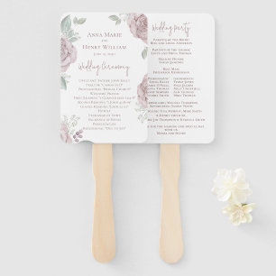 Elegant Blush Pink Floral Wedding Program Hand Fan