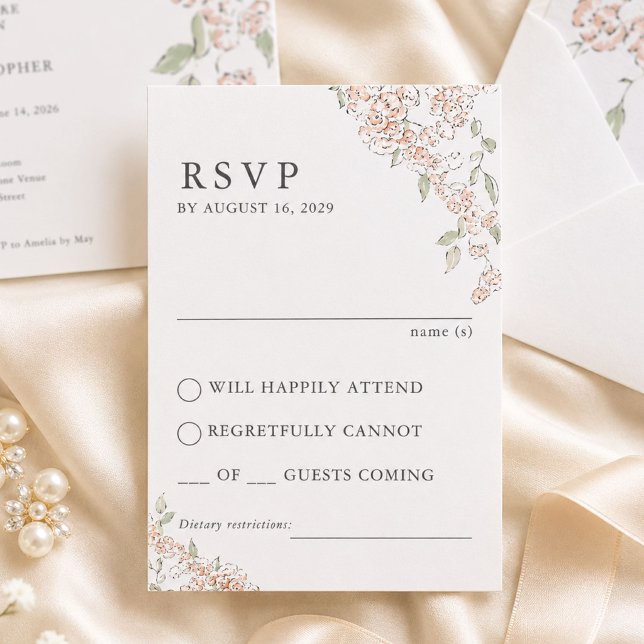 Elegant Blush Pink Floral Wedding RSVP Card (Creator Uploaded)