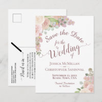 Elegant Blush Pink Floral Wedding Save the Date