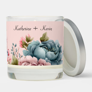 Elegant Blush Pink Floral Wedding Scented Candle