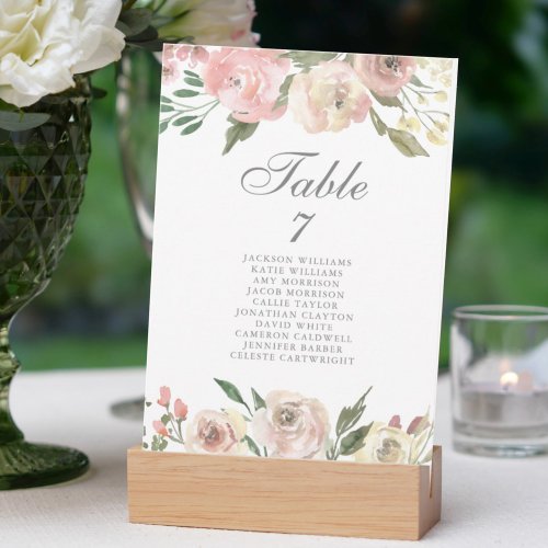 Elegant Blush Pink Floral Wedding Seating Chart