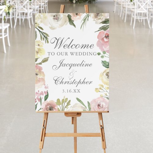 Elegant Blush Pink Floral Welcome to our Wedding Foam Board
