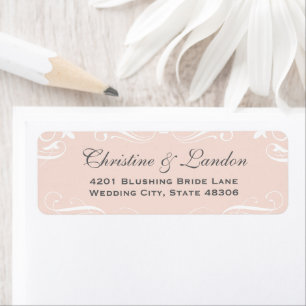 Elegant Blush Pink Flourish Wedding Return Address Label