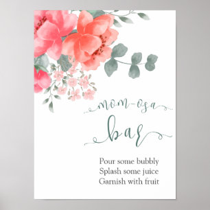 Elegant blush pink flower eucalyptus momosa bar  poster