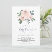 Elegant Blush Pink Flowers | Baby Brunch Invitation (Standing Front)
