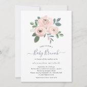 Elegant Blush Pink Flowers | Baby Brunch Invitation (Front)