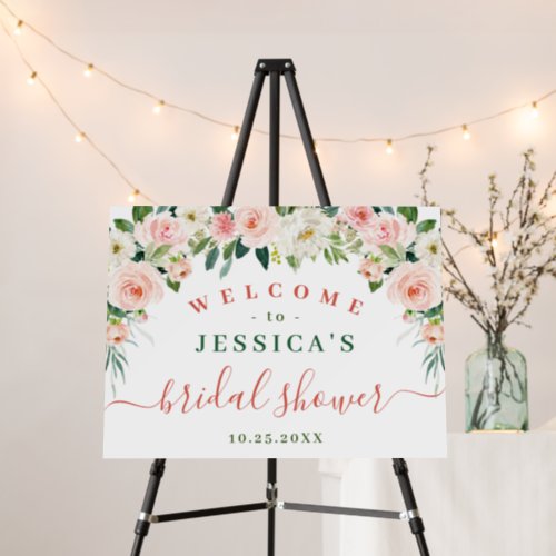 Elegant Blush Pink Flowers Boho Bridal Shower Foam Board