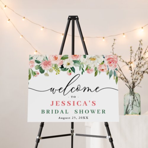 Elegant Blush Pink Flowers Boho Bridal Shower Foam Board