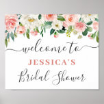 Elegant Blush Pink Flowers Boho Bridal Shower Poster<br><div class="desc">Welcome guests to your wedding with Elegant Blush Pink Flowers Boho Bridal Shower Poster,  featuring lush watercolor botanical greenery and white flowers,  with "welcome to our happily ever after, " your names,  and wedding date in a chic mix of modern block and hand lettered calligraphy typefaces.</div>