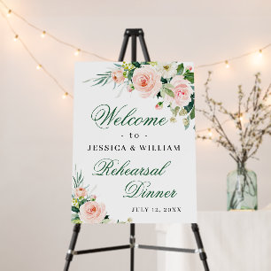 Elegant Blush Pink Flowers Boho Rehearsal Dinner Foam Board