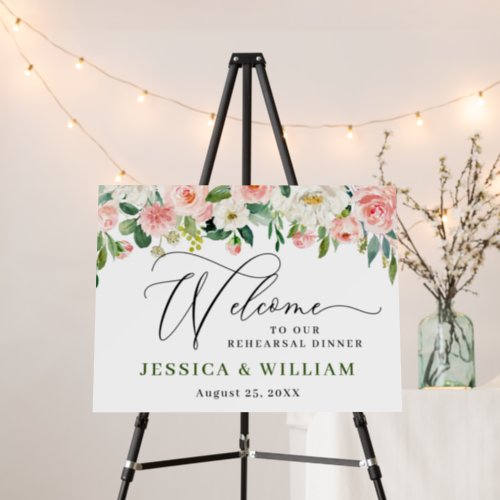 Elegant Blush Pink Flowers Boho Rehearsal Dinner Foam Board