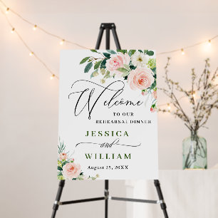 Elegant Blush Pink Flowers Boho Rehearsal Dinner Foam Board