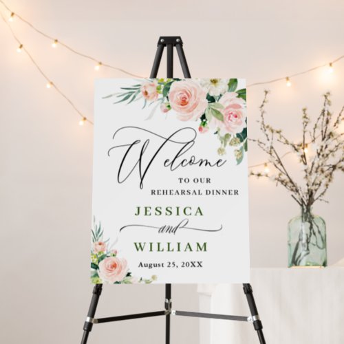 Elegant Blush Pink Flowers Boho Rehearsal Dinner Foam Board