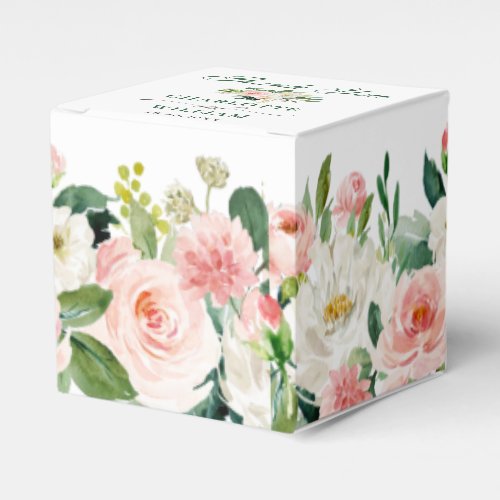 Elegant Blush Pink Flowers Boho Wedding Favor Boxes