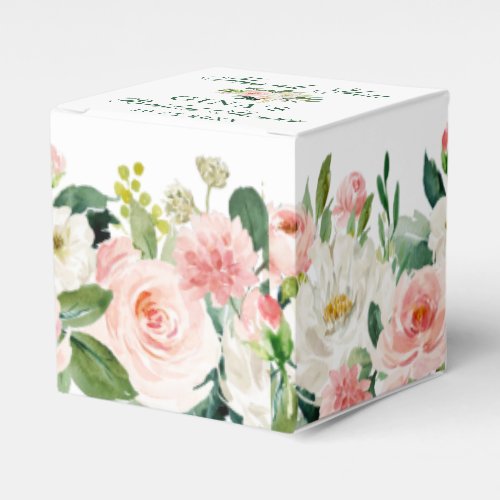 Elegant Blush Pink Flowers Bridal Shower Favor Boxes