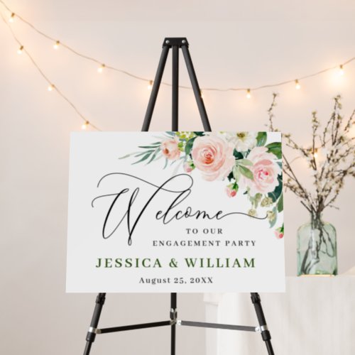 Elegant Blush Pink Flowers Engagement Party Foam Board