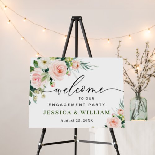 Elegant Blush Pink Flowers Engagement Party Foam Board