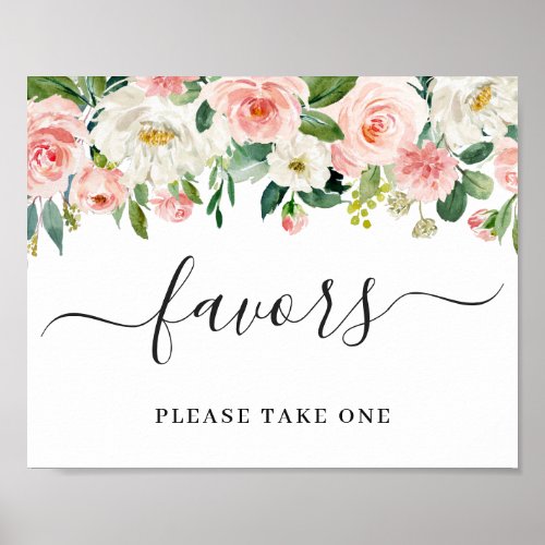 Elegant Blush Pink Flowers Favors Wedding Sign