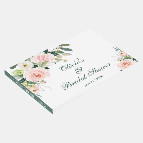Elegant Blush Pink Flowers Floral Bridal Shower Guest Book