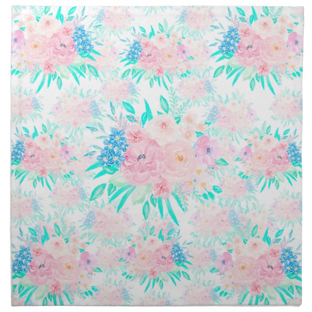 Elegant Blush Pink Flowers Floral  Cloth Napkin (Front)