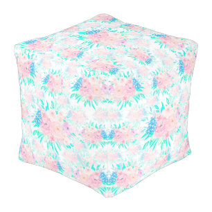 Elegant Blush Pink Flowers Floral Pouf