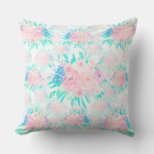 Elegant Blush Pink Flowers Floral  Throw Pillow