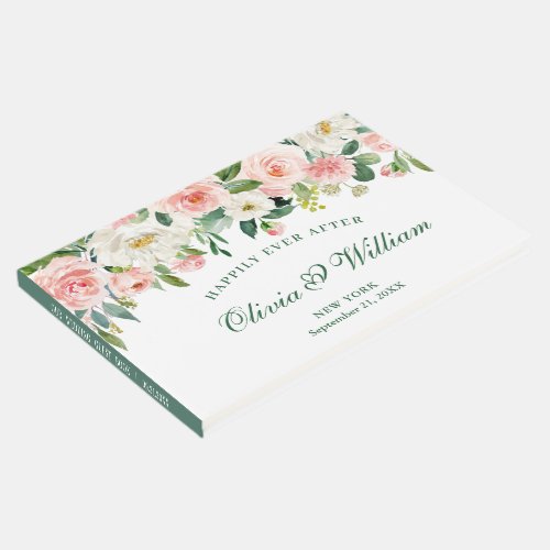 Elegant Blush Pink Flowers Floral Wedding Guest Book