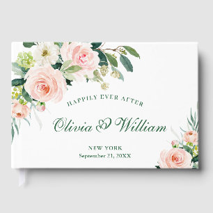 Elegant Blush Pink Flowers Floral Wedding Guest Book