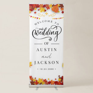Elegant Blush Pink Flowers Greenery Boho Wedding  Retractable Banner